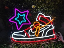 Nike Air Jordan Star Zapato LED Letrero de Neón 16.5"x12.2" Luz para Decoración de Pared Regalo