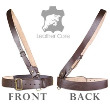 Sam Browne Leather Belt British Military Belt Crossover Shoulder Strap Duty Gear