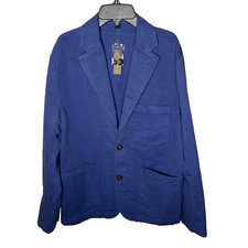 J.Crew Mens 178 Garment Dyed Cotton Linen Suit Jacket Blue Size 38 AX270