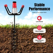 Post Hole Digger Electric 1500W Digging Dril 1.6HP 4'' w/ Bits + Extension Bar