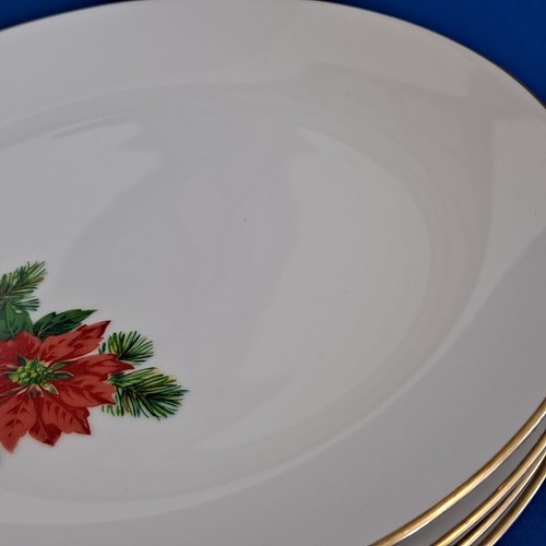 Juego 4 Platos de Ensalada Fairmont Porcelana Navidad POINSETTIA FMT1 Vela Vacaciones - Imagen 9 de 12