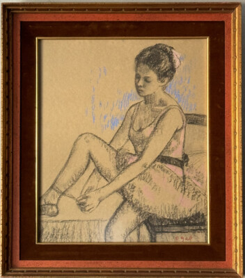 FRANCOIS GALL FRENCH ANTIQUE MODERN ART BALLET BALLERINA WOMAN DRAWING PAINTING