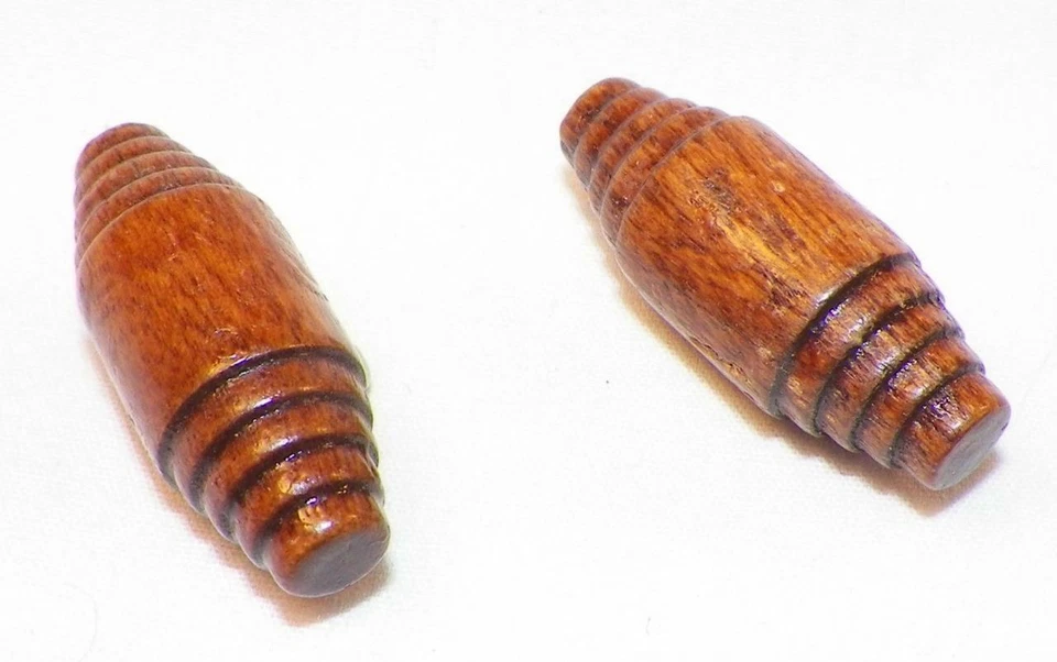 2 Wood Toggle Buttons Wooden Wire Shank Coat Jacket Vintage #4 - Image 3 of 3
