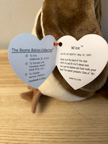 Rare Ty Wise the Owl Beanie Baby Class of 07 1998 with Multiple Errors FBA 41879 - Picture 2 of 5