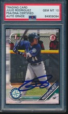 PSA 10 AUTO GRADE JULIO RODRIGUEZ 1st 2019 Bowman Paper #BP33 Rookie RC GEM MINT