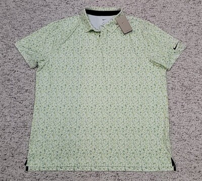 Nike Dri Fit Tour Golf Polo Shirt Camo Yellow Green DV7808-100
