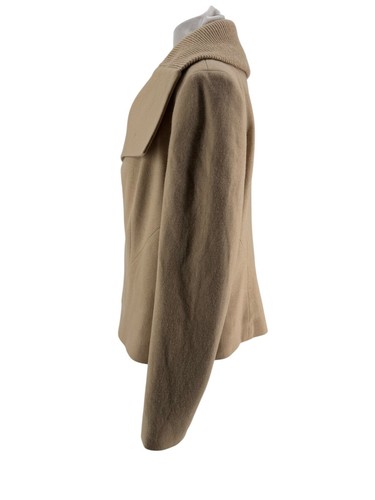 Ann Taylor Women's Camel Brown Asymmetrical Zip Wool Blend Moto Jacket Size 10 - Picture 2 of 10