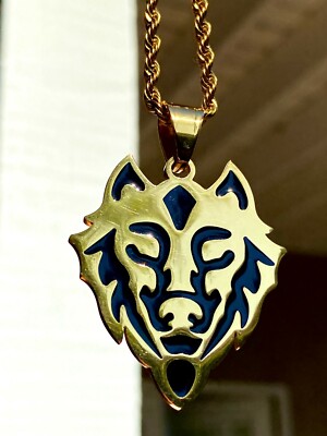 Wolf Animal Gold Pendant Charm Necklace Men's Women 14k Gold