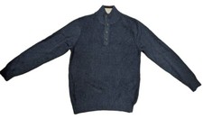 Nautica Men's Four Button Mock Neck Pullover Logo Sweater Navy
