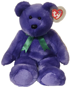 Employee Bear 2000 Ty Classic 13in Purple Plush Green Bow 3up Boys Girls 9373