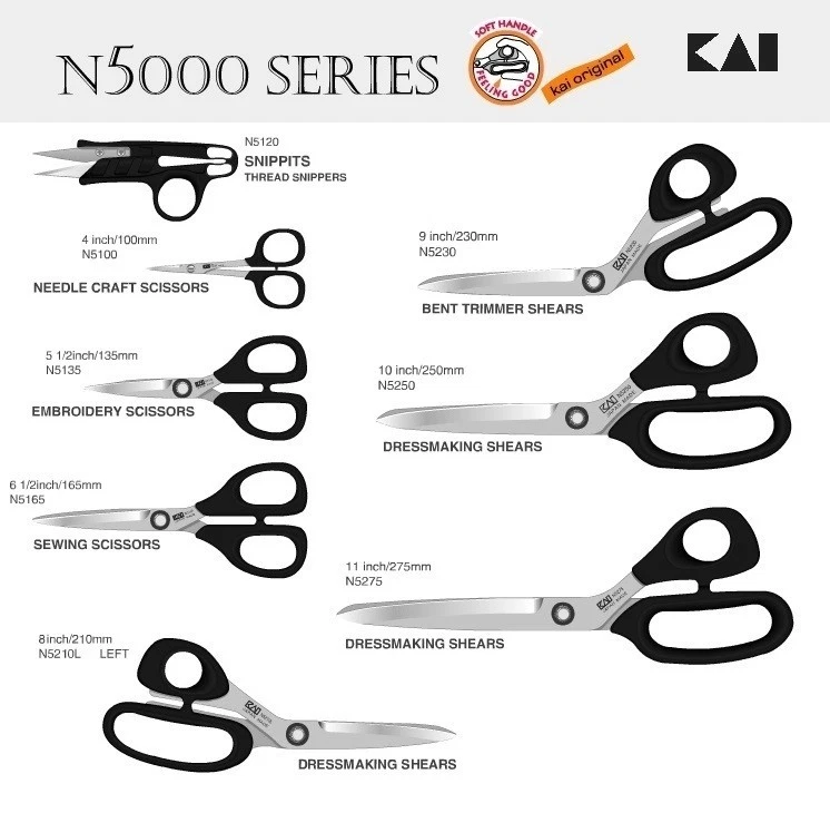 Kai Shears, N5210L, 8 Left-Hand Bent Trimmers 