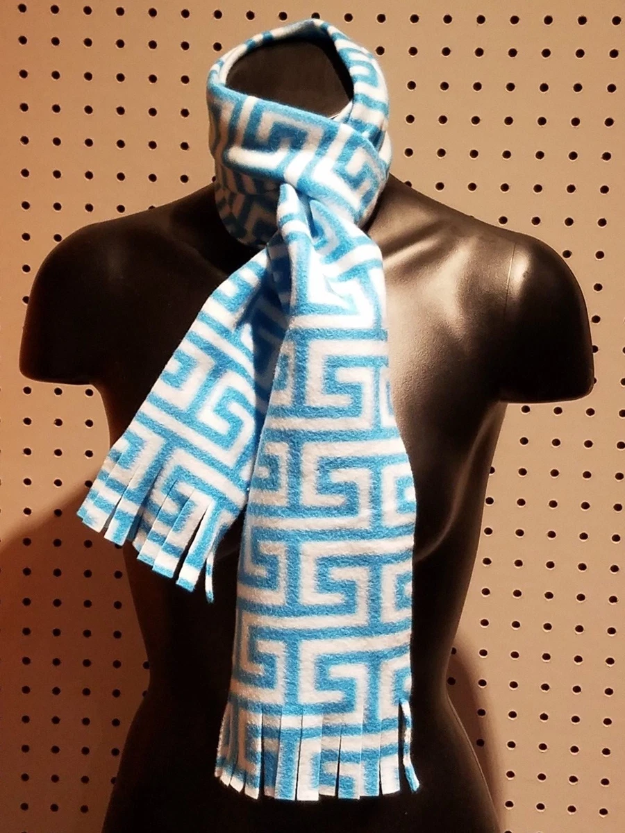 blue and white winter scarf