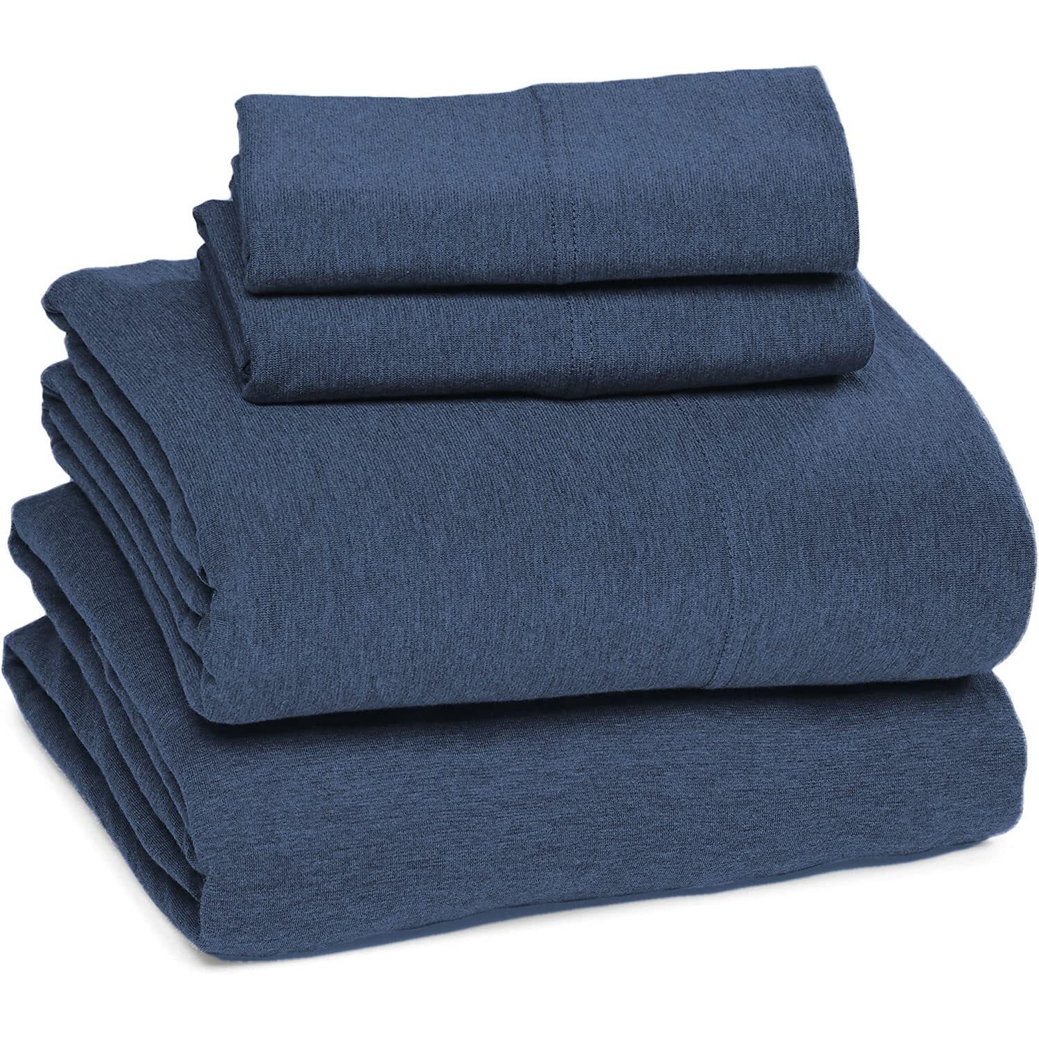 Cotton Blend Jersey Sheets Full with Extra Deep Fitted Bedsheet & 2 Pillowcas...