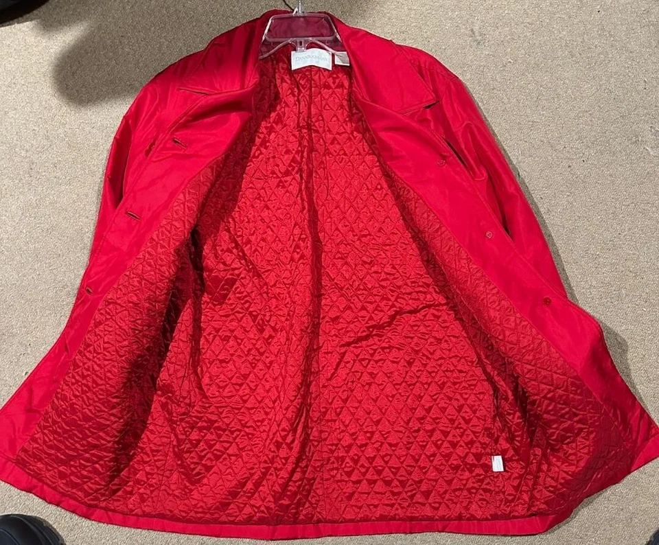 Dana Buchman Silk Red Jacket Button Women's Lightly Quilted XS - Image 2 of 4