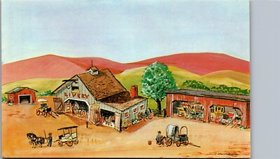 Vintage Postcard Storytown USA Livery Stable Artist Rendering Lake George NY