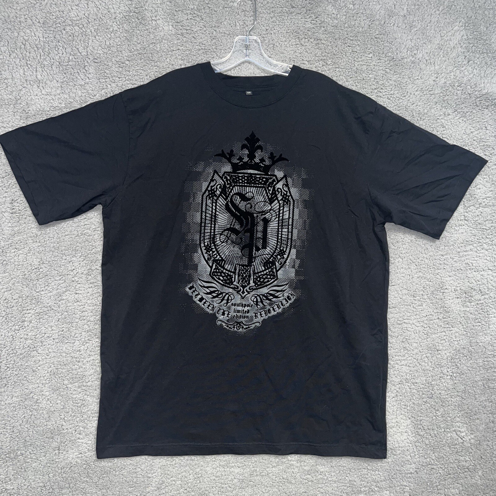 VTG Southpole Premium Shirt Men's 2XL XXL Black Velvet Urban Graphic 90s Pole