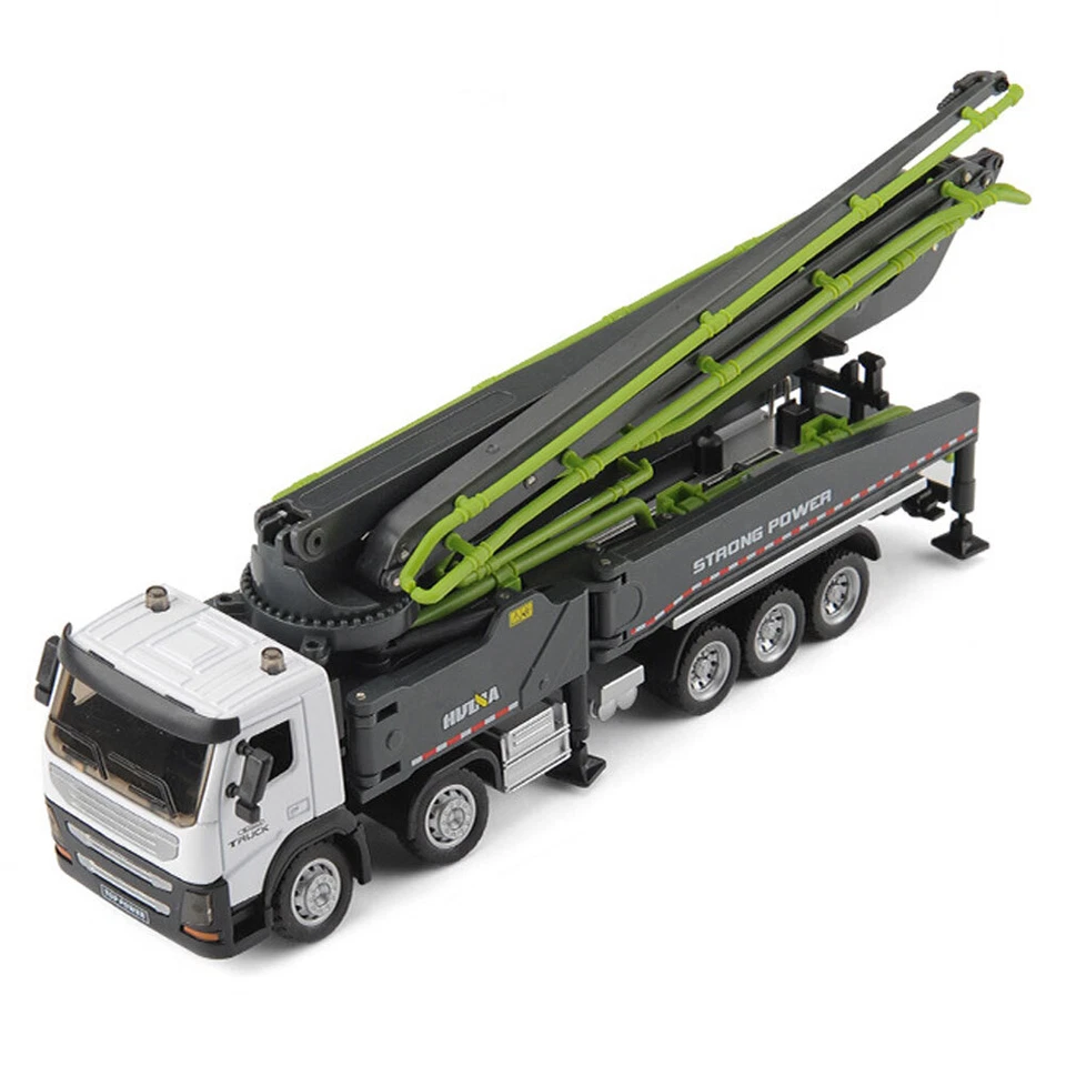 Concrete Pump Truck Model Toy Construction Vehicle Diecast Toy Car Grey - Image 2 of 4