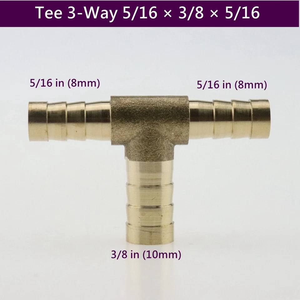 4 шт редуктор латунный шланг штуцер тройник фитинг соединитель для газового топлива воды (8 мм x 10 мм x 8 мм) - Изображение 2 из 4