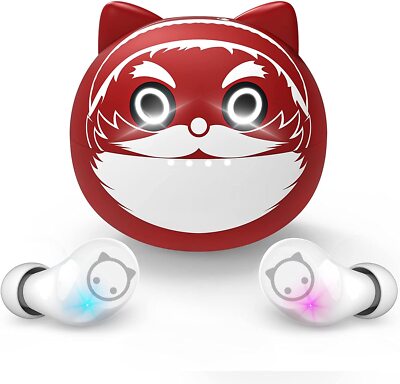 NEW AMAFACE Bluetooth Stereo True Wireless Earbuds w/ Charging Case - Xmas Cat