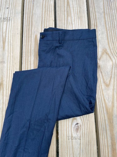 Kent & Curwen UK Rare Light Wool Blue Microcheck Dress Casual Pants 36w