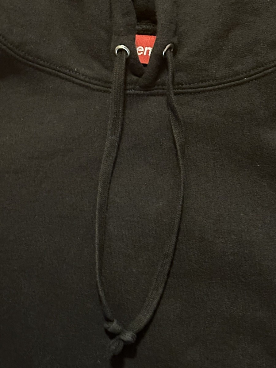 SUPREME CORNER LABEL HOODED SWEATSHIRT BLACK SIZE LARGE SS18 WK0