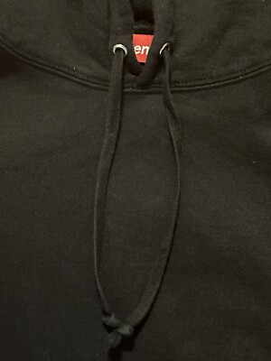 SUPREME CORNER LABEL HOODED SWEATSHIRT BLACK SIZE LARGE SS18 WK0