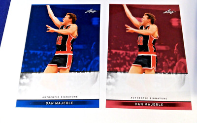 2 2012 LEAF METAL RED blue HOLO PROOF AUTOGRAPH  AUTO ERROR #/5 dan majerle
