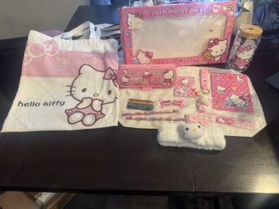 Sanrio Hello Kitty Pink Stationery Set, Tote Bag, Headband, Drinking Glass Anime