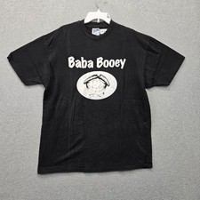 VINTAGE Baba Booey Men Shirt XL Black Graphic Spellout Illustration Y2K