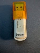 Lexar 8GB USB 2.0 Flash Drive Memory stick - White/orange, pre-owned