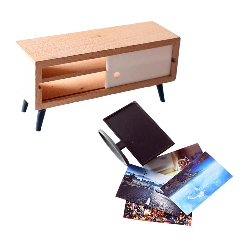 MARKENLOS Moderner Fernseher / TV Ständer für 1/12 1/6 Puppenhaus Schlafzimmer Kuchen