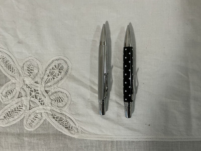 Two Campo Marzio Pencils, Silver and Black with White Polka Dots