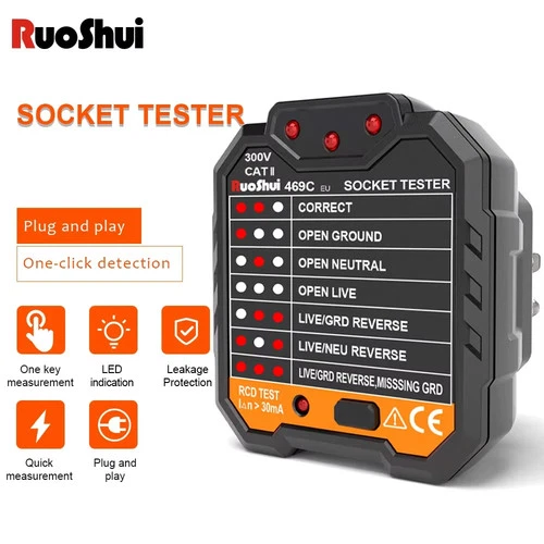 Professional Outlet Tester Breaker Finder 250V AC RCD Safety