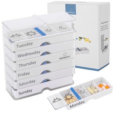 Weekly Pill Organizer 7 Day AM/PM   4 Compartments per Day, Arthritis Friendl...