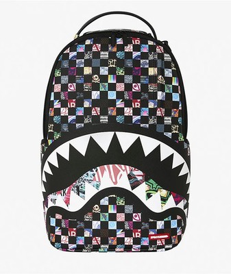 Sprayground Crazy Check Backpack New Black Bookbag Travel Large School Bag