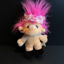 Troll Plush stuffed 1990's Trolio 10" tall Hot pink hair