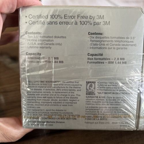Disquettes DS HD 3,5" formatées 3M IBM 1994 scellées Twin Pack neuves dans leur emballage pack de 20 - Photo 4/6