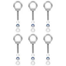 6Pcs M6 x 30mm 304 Stainless Steel Lifting Shoulder Eye Bolt with Nuts Washers