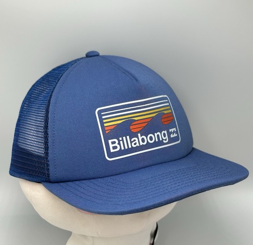 Billabong Blue Trucker Hat Cap One Size Mesh Adjustable Snapback w Logo Patch