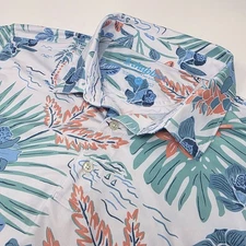 Chubbies White Floral Short Sleeve Polo Shirt Men's Medium M