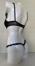 Victoria's Secret PINK Wink Push Up Bra & Thong Panty Set Black Stars