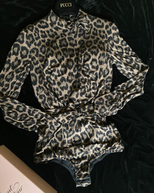 Agent Provocateur leopard bodysuit M corset top belt vintage Iona BODY pussy bow