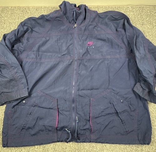 Nike, Vintage 90's Nike Air Windbreaker Jacket Anorak Dark Blue And Purple XXL