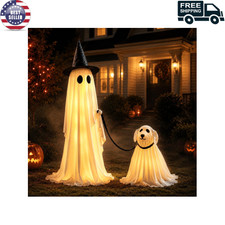 Halloween Ghost Dog Decorations 2 Pack Light Up Outdoor Yard Lawn Decor White