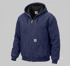 Carhartt J149 NVY Jacket Mens 3XL Zip Up Sweatshirt Hooded Thermal Lined NICE