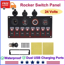 Geloo 8 Gang Marine Rocker Switch Panel, Boat Switch Panel Waterproof 12V Switch
