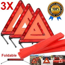3PCS Car Emergency Warning Triangle DOT Approved Reflective Safety Roadside 17"