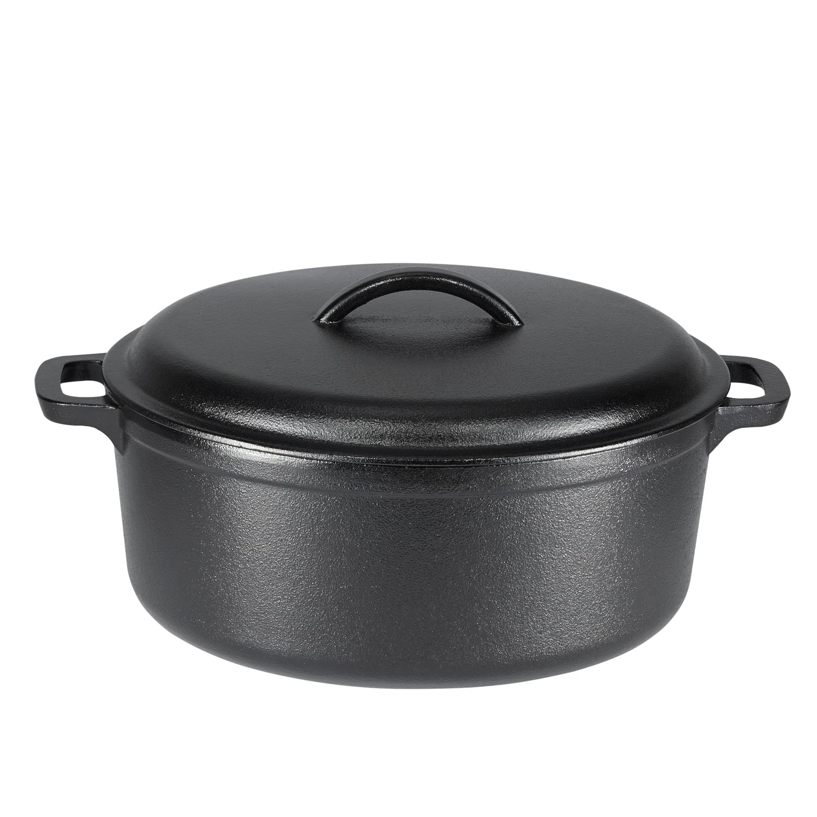 Round Pre-Seasoned Cast Iron Dutch Oven Pot with Lid and Dual