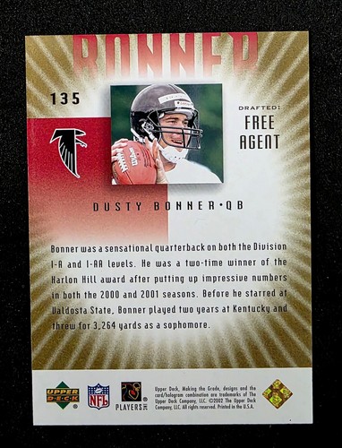UD Graded #135 Dusty Bonner Gold RC #/75 2002 - Imagen 2 de 2