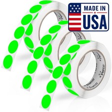Round Dot Sticker 1-Inch Labels Neon Green Perforated 3 Rolls 3,000 Count